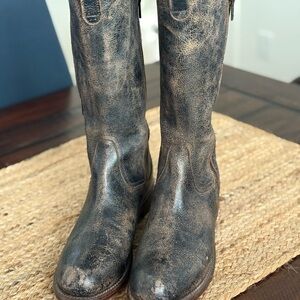 Bed Stu Black and Brown Heeled Boots